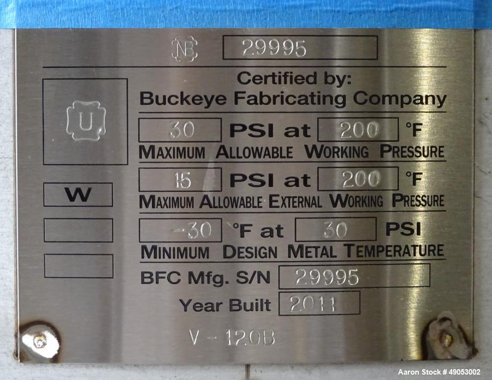 Unused- Buckeye Fabricating Company Pressure Tank, Approximately 317 Gallon, 304