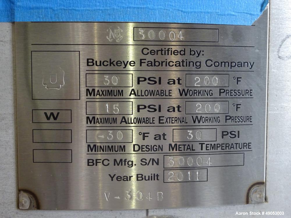 Unused- Buckeye Fabricating Company Pressure Tank, Approximately 317 Gallon, 304
