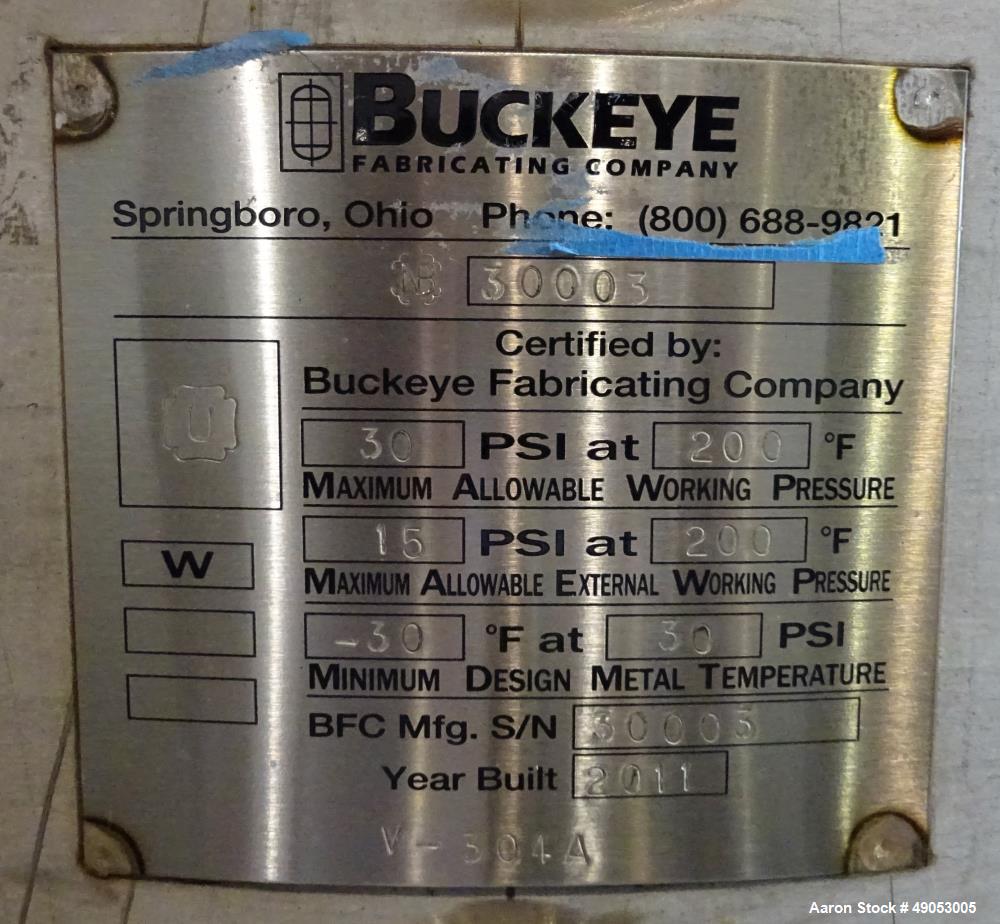 Unused- Buckeye Fabricating Company Pressure Tank, Approximately 317 Gallon, 304