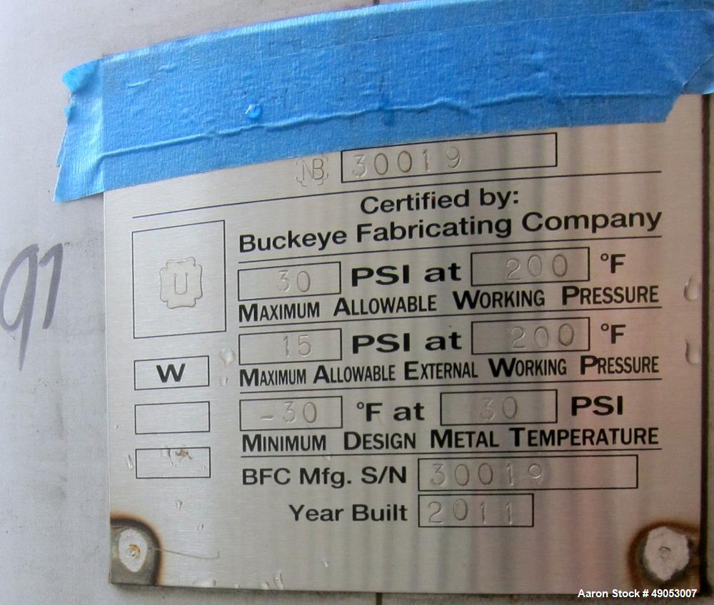 Unused- Buckeye Fabricating Company Pressure Tank, Approximately 94 Gallon, 304