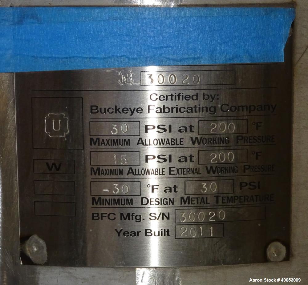 Unused- Buckeye Fabricating Company Pressure Tank, Approximately 94 Gallon, 304