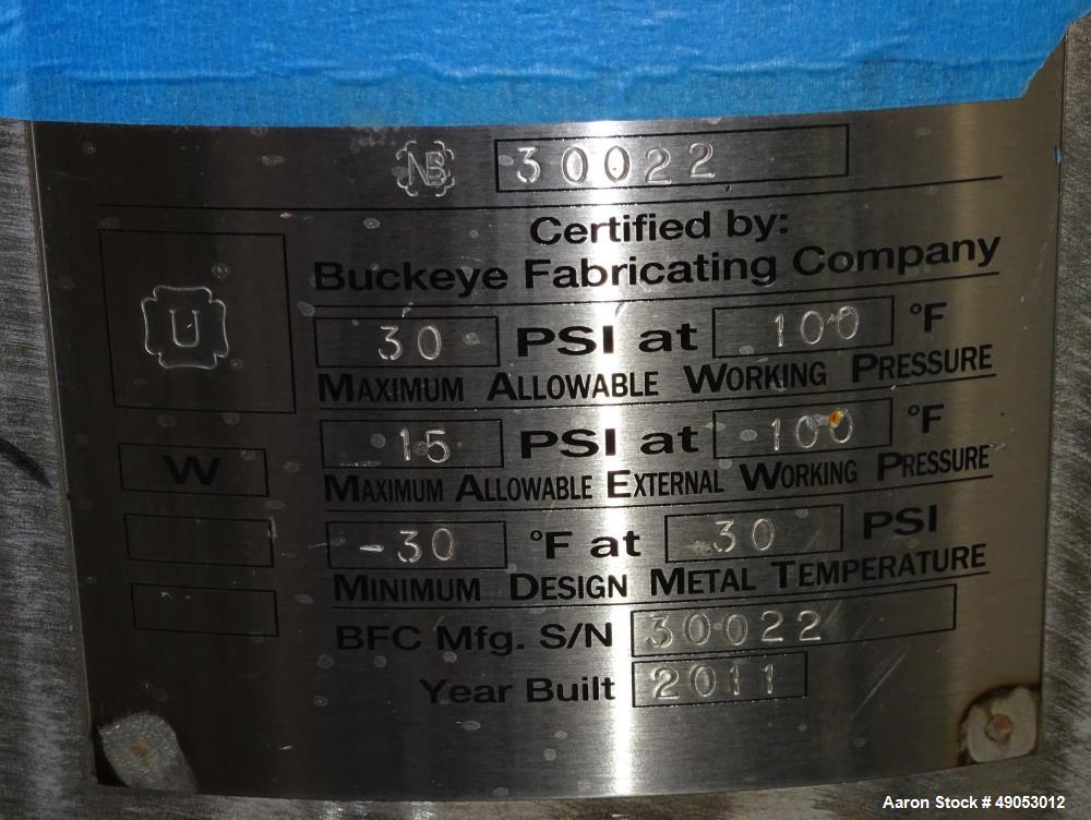 Unused- Buckeye Fabricating Company Pressure Tank, Approximately 50 Gallon, 304
