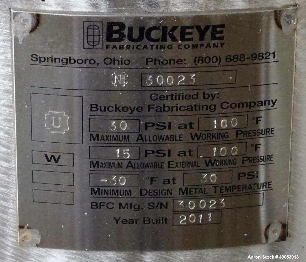 Unused- Buckeye Fabricating Company Pressure Tank, Approximately 50 Gallon, 304
