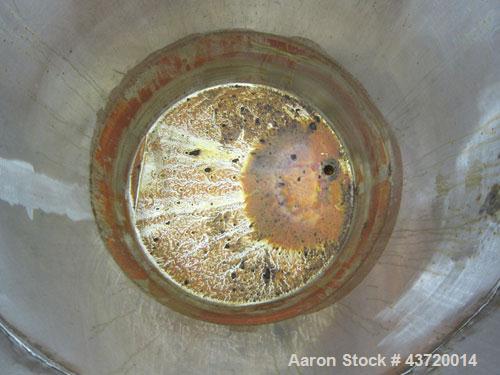 Used Chem-Tek Tank, 140 Gallon, 304 Stainless Steel, Vertical.  30” Diameter x 47-1/2” straight side.  Open top with a 1 piece cover, sloped bottom.  1-1/2” Off center bottom outlet.  Mounted on 3 st...