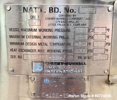 Used- Cherry Burrell Pressure Tank, 750 Liters