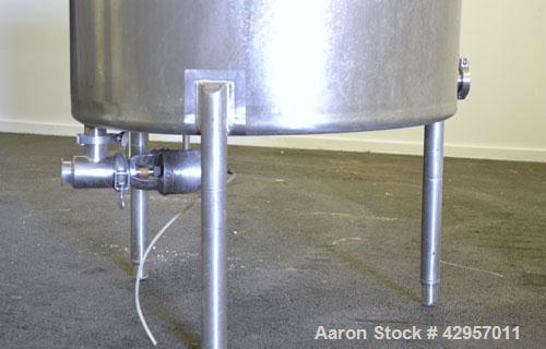 Used Cherry-Burrell Tank, 160 Gallon, 304 Stainless Steel, Vertical. 36’’ Diameter x 37’’ straight side. Open top with a 2 piece cover, sloped bottom. Provision for a clamp on agitator. 2’’ Tri-clamp...