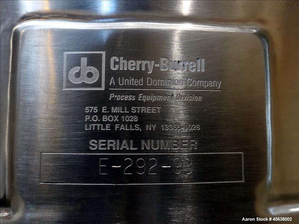 Used Cherry Burrel Deaerator Pressure Tank, 75 Gallon, 316L Stainless Steel, Vertical. 24" Diameter x 40" straight side. Dished clamp top, dished bottom. Internal rated 65 psi at -20 to 350 degrees F...