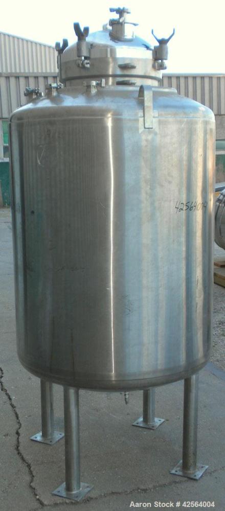 Used DCI WFI Storage Pressure Tank, 200 Gallon, 316L Stainless Steel, Vertical. 35-3/4’’ Diameter x 42" straight side, dished top and bottom. 240/EP Finished internal rated 45/-15 psi at –20 to 300 d...