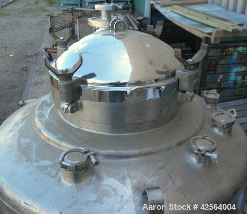 Used DCI WFI Storage Pressure Tank, 200 Gallon, 316L Stainless Steel, Vertical. 35-3/4’’ Diameter x 42" straight side, dished top and bottom. 240/EP Finished internal rated 45/-15 psi at –20 to 300 d...