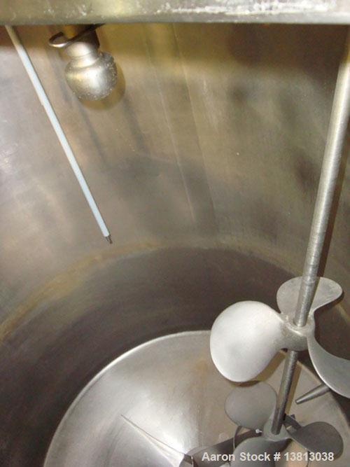 Used-DCI 200 Gallon stainless steel, hot water jacketed, process tank with Lightnin mixer.