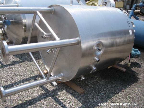 Used DCI tank, 1000 liters (250 gallons) 316L stainless steel constrution, approx. 42" diameter x 36" straight side, dished top and bottom with top entering .5 hp, 15/230 volt Lightnin agitator drive...