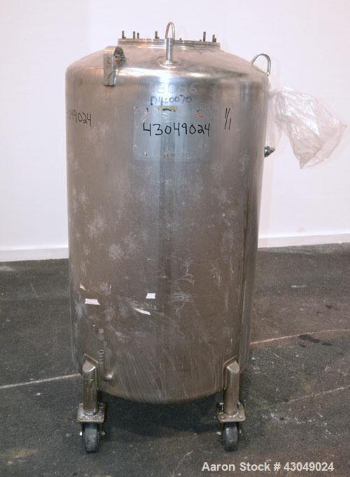 Used- DCI Pressure Tank, 150 Gallon, 316L Stainless Steel, Vertical. 30’’ Diameter x 44’’ straight side, dished top and bott...