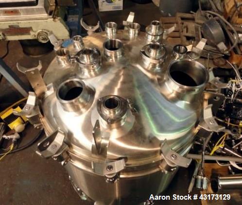 Used DCI Receiver, 300 Liter, 316 Stainless Steel. Approximately 30" diameter x 31" straight side, removable dish top, dish bottom, rated 50 psi and full vacuum at 350 f, 6", 4", (5)3", (4)2", 1.5" t...