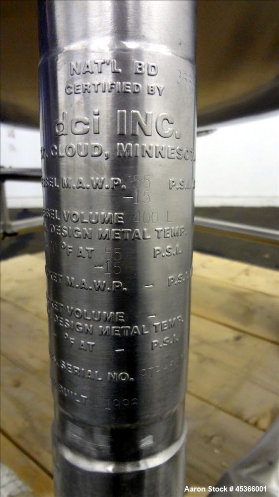 Used 400 Liter Stainless Steel DCI Pressure Tank,