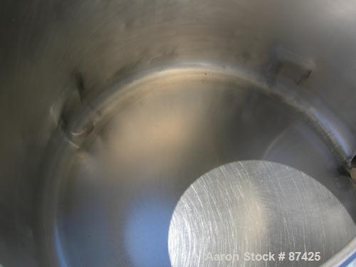 USED: DCI tank, 100 gallon, 316 stainless steel, vertical. 38" diameter x 20" straight side, dish top, inverted dished slope...