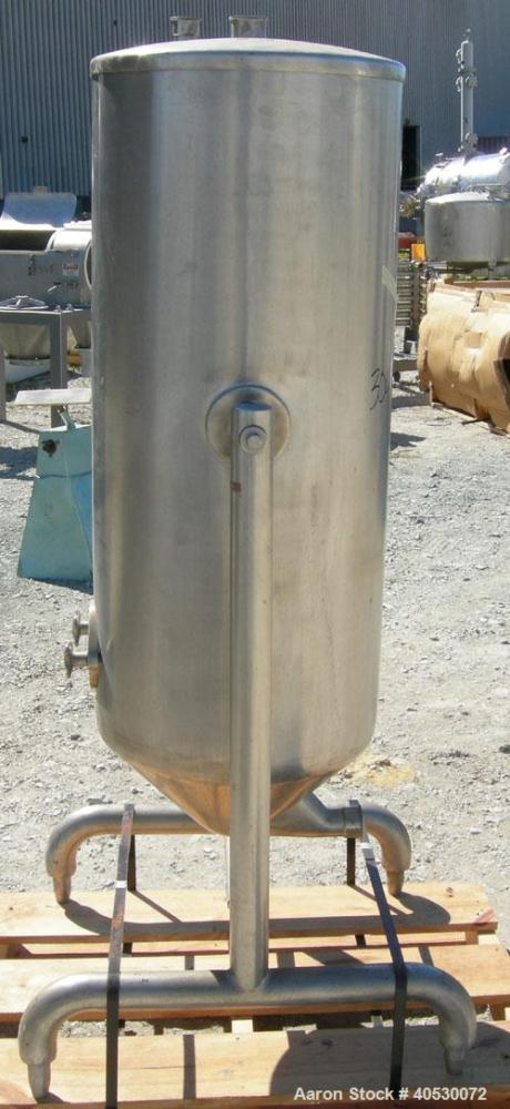 Used - Delaval Vacu-Therm Tank, 60 gallon, model 500, 304 stainless steel. Approximately 20'' diameter x 44'' straight side. Open top with a cover, with 1 1/2'' and 2'' tri-clamp openings. Coned bott...