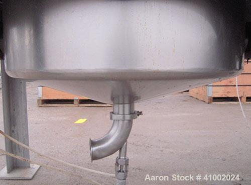 Used Stainless Products Pre-Mix Tank, 120 gallon, 316 stainless steel, vertical. 32" diameter x 36" straight side. Open top with a 2 piece cover, coned bottom. Bottom agitator with (3) squirrel cage ...