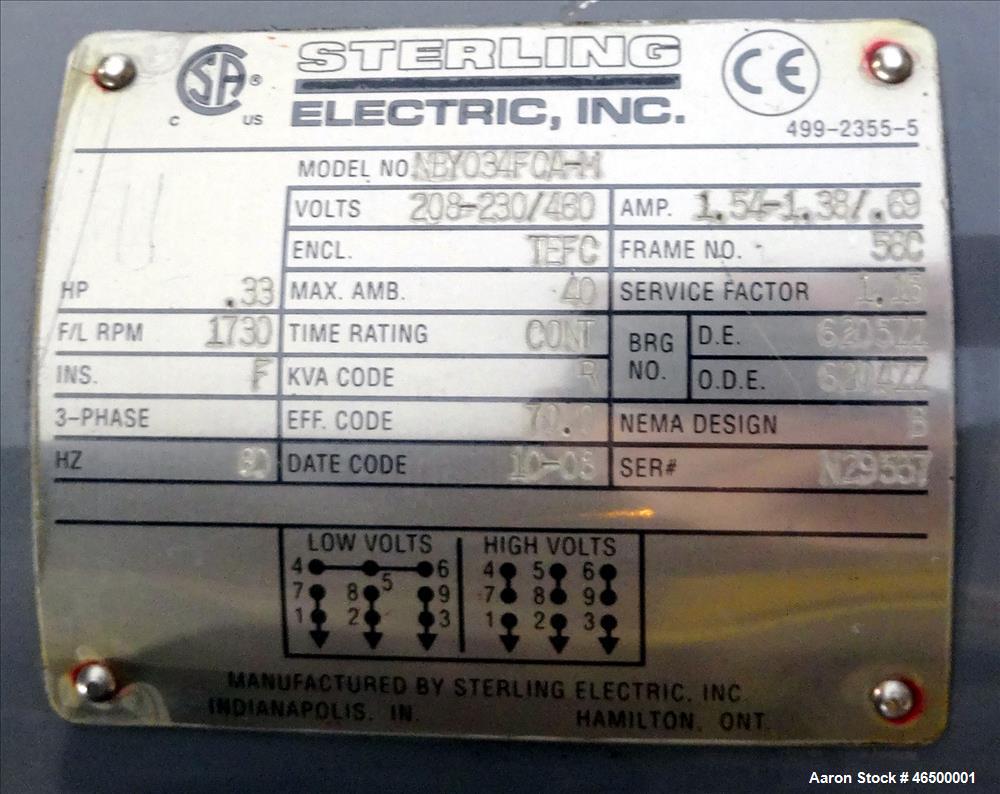 Used EnviroSep Packaged Mixing & Pumping System, Model 2S-MW-CF1. Consists of: (2) Tanks, each approximate 70 gallon, 304 stainless steel, vertical. 24" Diameter x 36" straight side, flat top with a ...