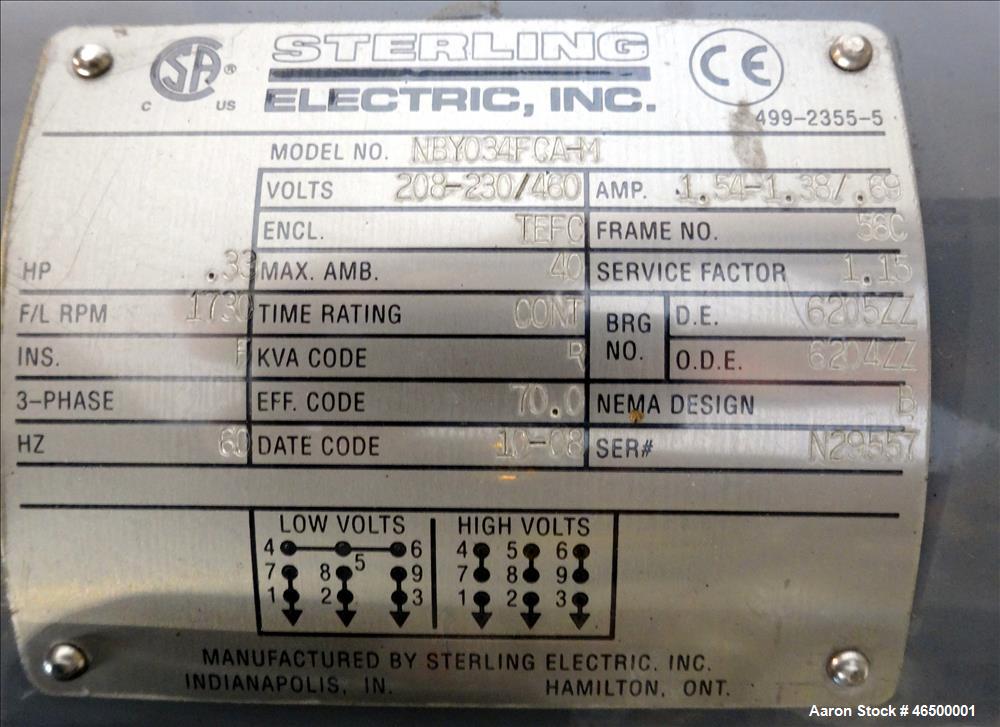 Used EnviroSep Packaged Mixing & Pumping System, Model 2S-MW-CF1. Consists of: (2) Tanks, each approximate 70 gallon, 304 stainless steel, vertical. 24" Diameter x 36" straight side, flat top with a ...