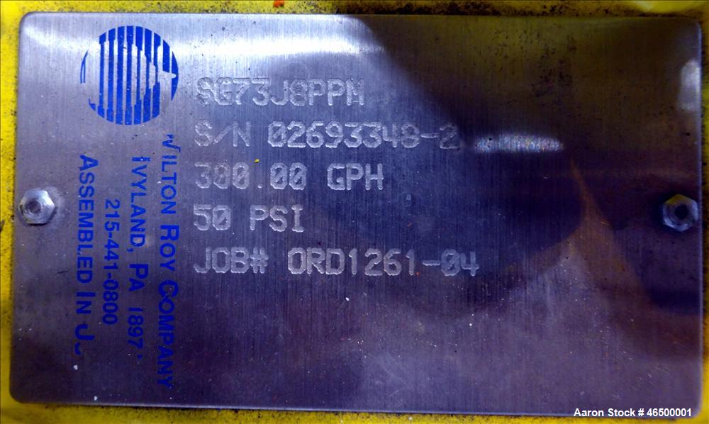 Used EnviroSep Packaged Mixing & Pumping System, Model 2S-MW-CF1. Consists of: (2) Tanks, each approximate 70 gallon, 304 stainless steel, vertical. 24" Diameter x 36" straight side, flat top with a ...