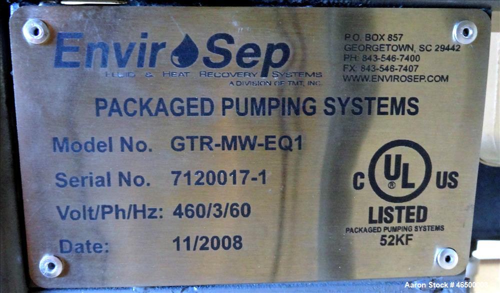 Used EnviroSep Mixing/Pumping System, Model GTR-MW-EQ1