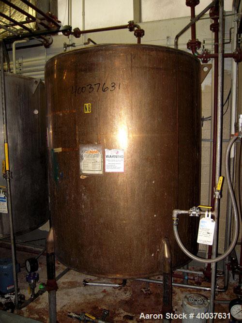 Used- Ertel Tank, 580 Gallon, Stainless steel, Vertical. 53" diameter x 60" straight side, flat top, slight dished bottom. O...