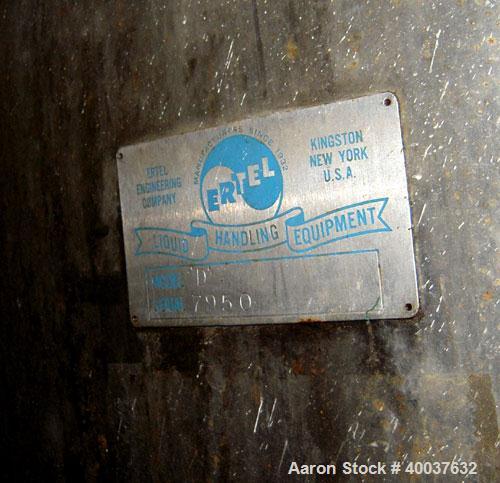 Used Ertel Tank, 300 Gallon, Stainless steel, Vertical. 44" diameter x 48" straight side, slight dished top, dished bottom. Off center top entering Lightnin agitator, model NG33G-33, 1" diameter shaf...
