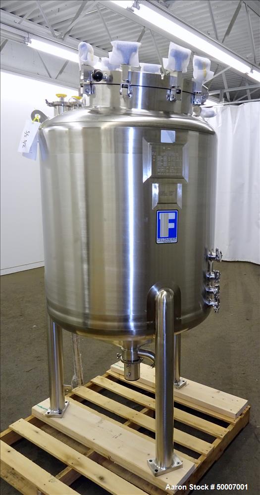 Unused- Feldmeier Tank, 500 Liter (132.8 Gallon), 316L Stainless Steel, Vertical