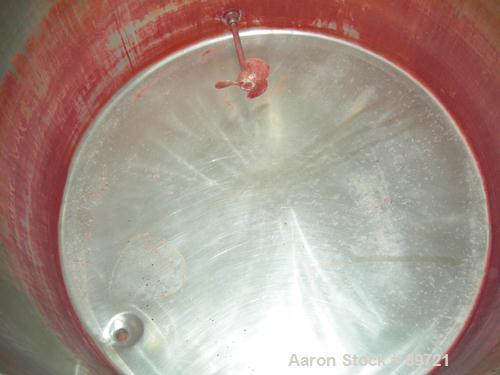 USED: Filpaco tank, 425 gallon, 304 stainless steel, vertical. 52" diameter x 47" straight side, open top with a 2 piece cover, sloped bottom. 1-1/2" off center bottom outlet. Side bottom 3 blade agi...