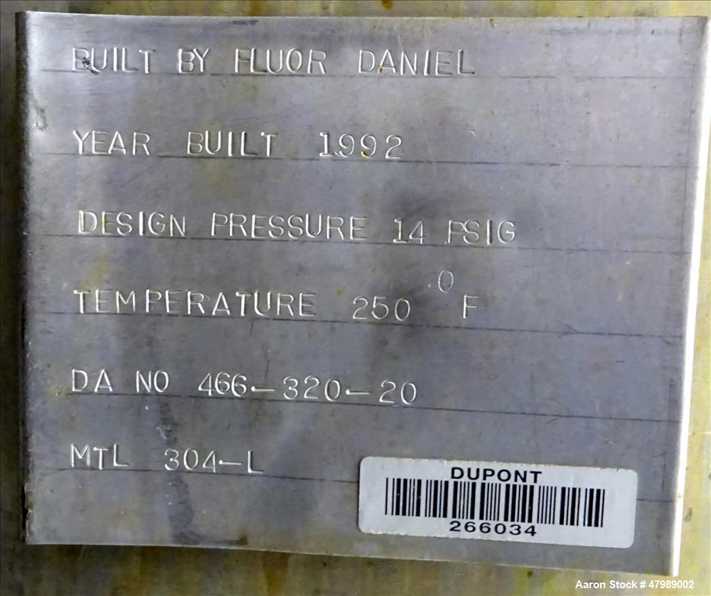 Used Fluor Daniel Pressure Tank, Approximate 125 Gallon, 304L Stainless Steel,