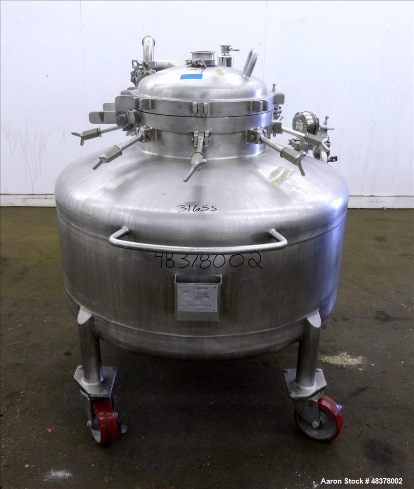 Used- Four Corp Pressure Tank, Approximately 80 Gallon, 316L Stainless Steel, Ve