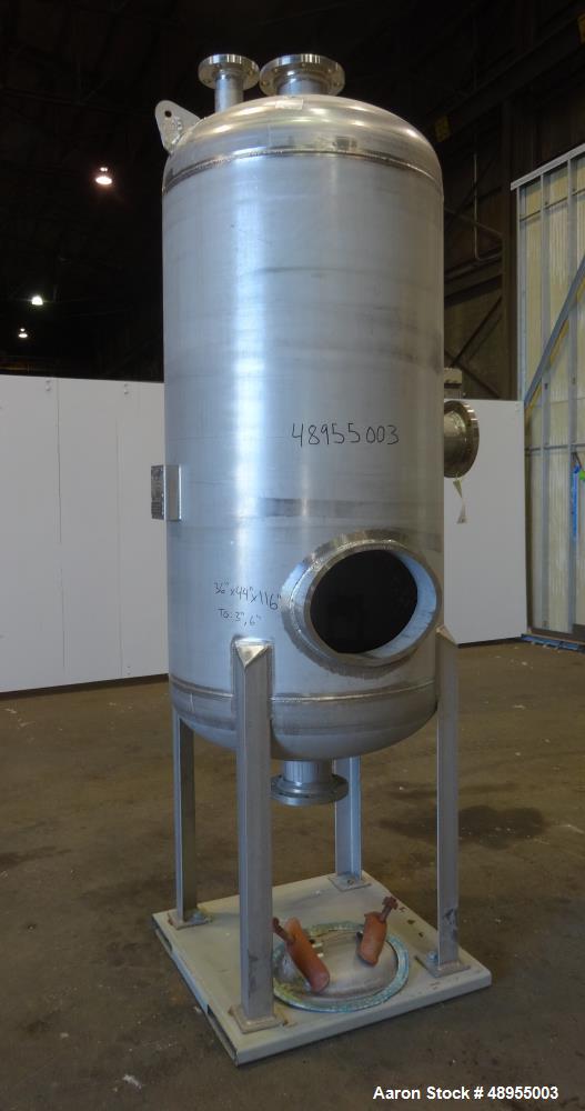 Used Four Corp Pressure Tank, Approximately 275 Gallon, 304 Stainless Steel.