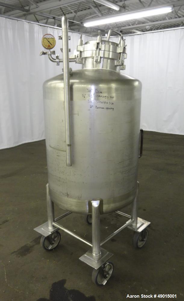 Used Four Corp Pressure Tank, Approximately 100 Gallons, 316 Stainless Steel, V
