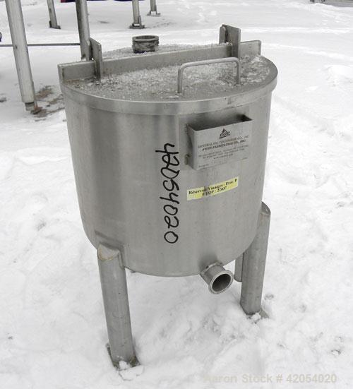 Used General Oil Equipment Company Tank, 15 gallon, 316 stainless steel, vertical. 18" diameter x 14" straight side, 1/2 open top with a (1) piece cover, sloped bottom. 2" sanitary side bottom outlet...