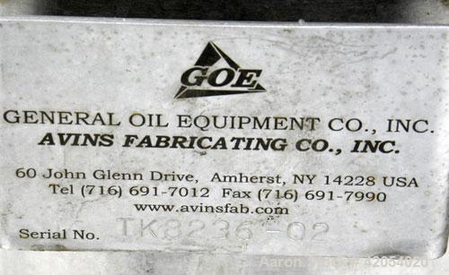 Used General Oil Equipment Company Tank, 15 gallon, 316 stainless steel, vertical. 18" diameter x 14" straight side, 1/2 open top with a (1) piece cover, sloped bottom. 2" sanitary side bottom outlet...