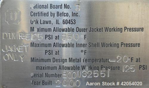 Used General Oil Equipment Company Tank, 15 gallon, 316 stainless steel, vertical. 18" diameter x 14" straight side, 1/2 open top with a (1) piece cover, sloped bottom. 2" sanitary side bottom outlet...