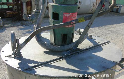 USED: Graco tank, 100 gallon, 304 stainless steel, vertical. 30" diameter x 20" straight side. Flat bolt on top with 1/4 hinged cover, dish bottom. Top entering Lightnin agitator, model XJCK-43. 1" d...