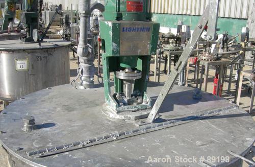 USED: Graco tank, 100 gallon, 304 stainless steel, vertical. 30" diameter x 20" straight side. Flat bolt on top with 1/4 hinged cover, dish bottom. Top entering Lightnin agitator, model XJCK-43. 1" d...
