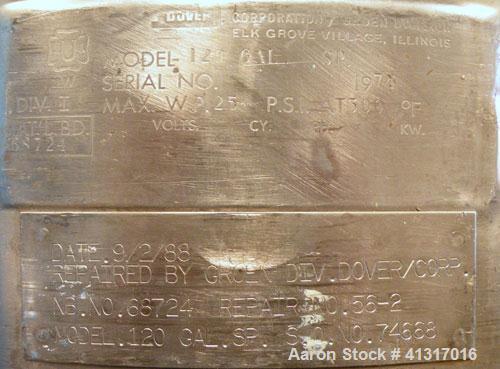 Used 120 Gallon Stainless Steel Groen Pressure Tank, Model 120 GAL SP