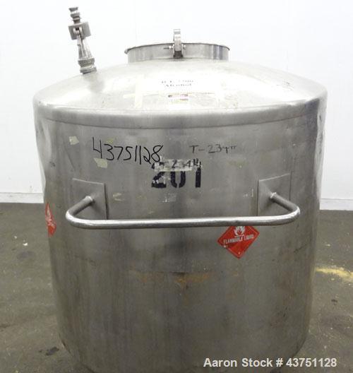 Used Groen Tank, 200 Gallons, 304 Stainless Steel, Vertical. 42" Diameter x 35" straight side. Dished top, 1" sloped bottom.Openings top 16" manway with cover; approximate 2-1/2" side bottom outlet.M...