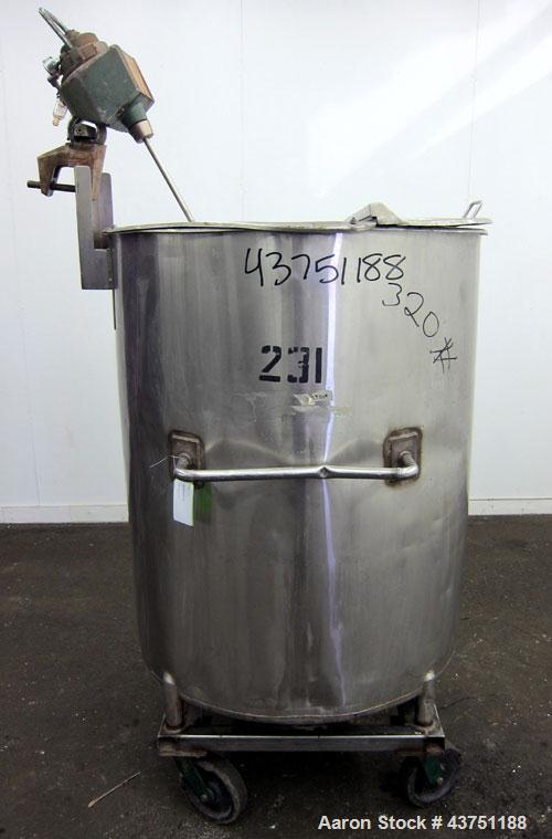 Used- Groen Tank, 200 Gallon, 304 Stainless Steel, Vertical.  38" Diameter x 47" straight side.  Bolt-on hinged top cover, 1...