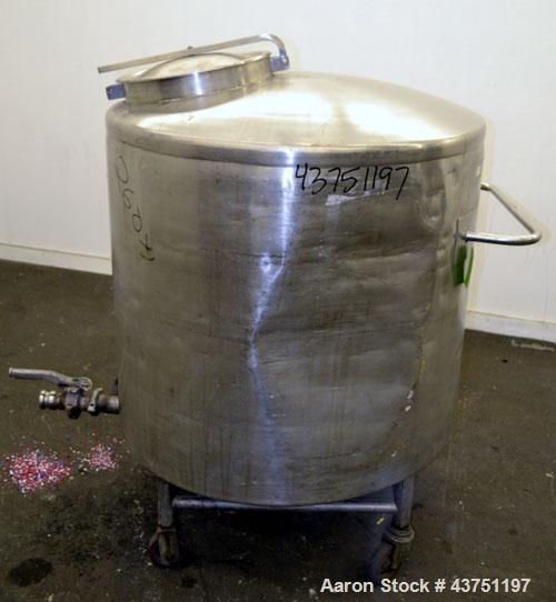 Used Groen Tank, 200 Gallon, 304 Stainless Steel, Vertical.  42" Diameter x 35" straight side.  Dished top, 1" sloped bottom.  Openings: top 16" manway with cover; approximately 2-1/2" side bottom ou...