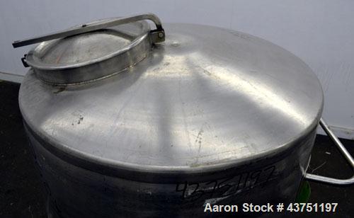 Used Groen Tank, 200 Gallon, 304 Stainless Steel, Vertical.  42" Diameter x 35" straight side.  Dished top, 1" sloped bottom.  Openings: top 16" manway with cover; approximately 2-1/2" side bottom ou...