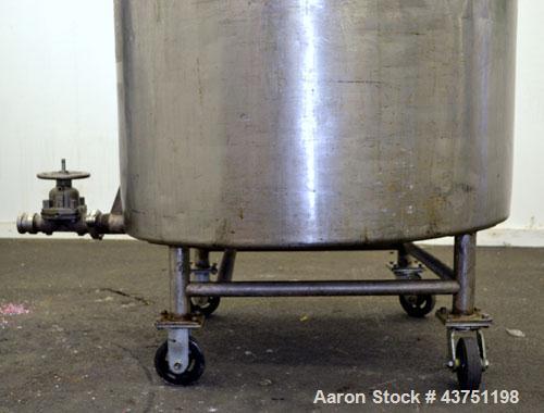 Used Groen Tank, 200 Gallon, 304 Stainless Steel, Vertical.42" Diameter x 35" straight side.Dished top, 1" sloped bottom.Openings:top 16" manway with cover; approximately 2-1/2" side bottom outlet.Mo...