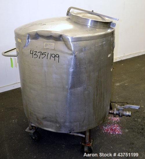 Used Groen Tank, 200 Gallon, 304 Stainless Steel, Vertical.42" Diameter x 35" straight side.Dished top, 1" sloped bottom.Openings:top 16" manway with cover; approximately 2-1/2" side bottom outlet.Mo...