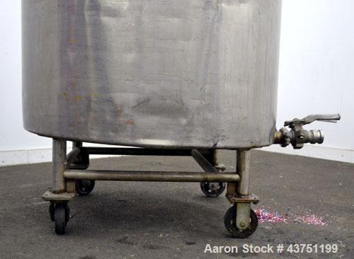 Used Groen Tank, 200 Gallon, 304 Stainless Steel, Vertical.42" Diameter x 35" straight side.Dished top, 1" sloped bottom.Openings:top 16" manway with cover; approximately 2-1/2" side bottom outlet.Mo...