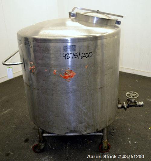 Used Groen Tank, 200 Gallon, 304 Stainless Steel, Vertical.  42" Diameter x 35" straight side.  Dished top, 1" sloped bottom.  Openings:  top 16" manway with cover; approximately 2-1/2" side bottom o...