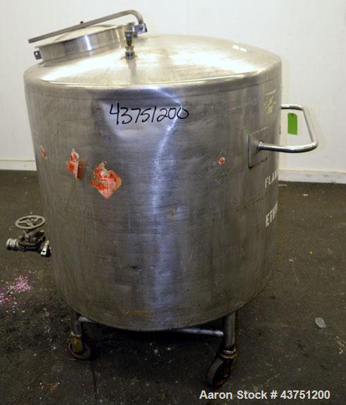 Used Groen Tank, 200 Gallon, 304 Stainless Steel, Vertical.  42" Diameter x 35" straight side.  Dished top, 1" sloped bottom.  Openings:  top 16" manway with cover; approximately 2-1/2" side bottom o...