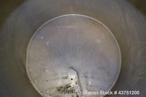 Used Groen Tank, 200 Gallon, 304 Stainless Steel, Vertical.  42" Diameter x 35" straight side.  Dished top, 1" sloped bottom.  Openings:  top 16" manway with cover; approximately 2-1/2" side bottom o...