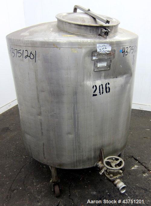 Used- Groen Tank, 200 Gallon, 304 Stainless Steel, Vertical.  42" Diameter x 35" straight side.  Dished top, 1" sloped botto...